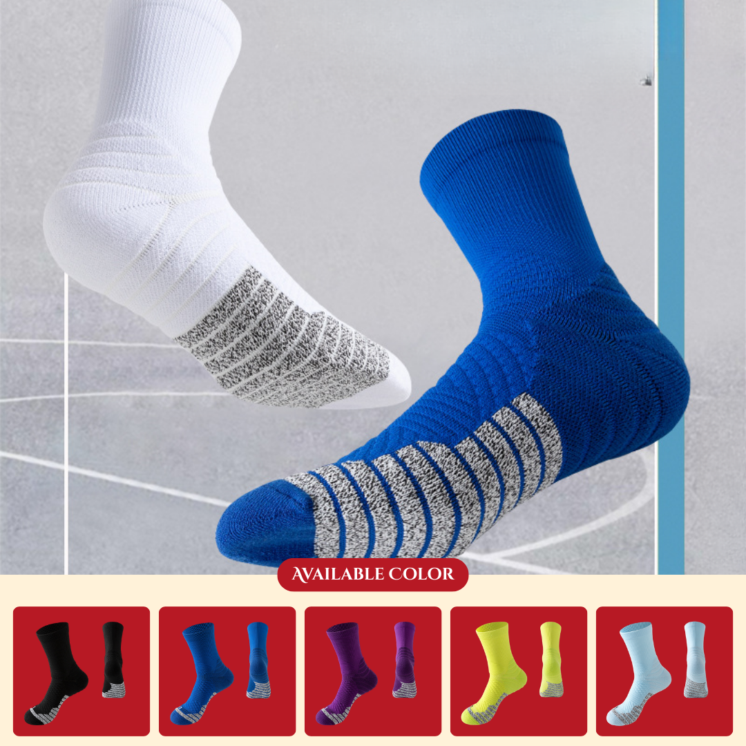 2025 New Style Professional Basketball Socks, Elite High-Top Striped Anti-Slip Gauze Men's Basketball Socks with Terry Sole Sole