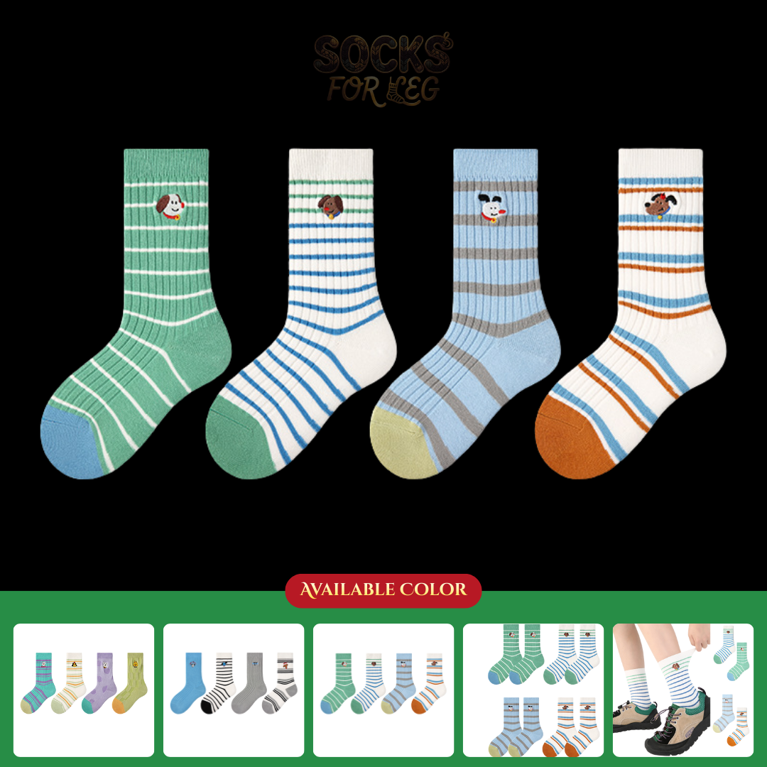 Children’s Puppy Planet Socks – Breathable Cotton Mid-Calf Socks for Boys & Girls