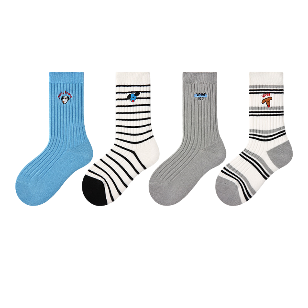 Children’s Puppy Planet Socks – Breathable Cotton Mid-Calf Socks for Boys & Girls