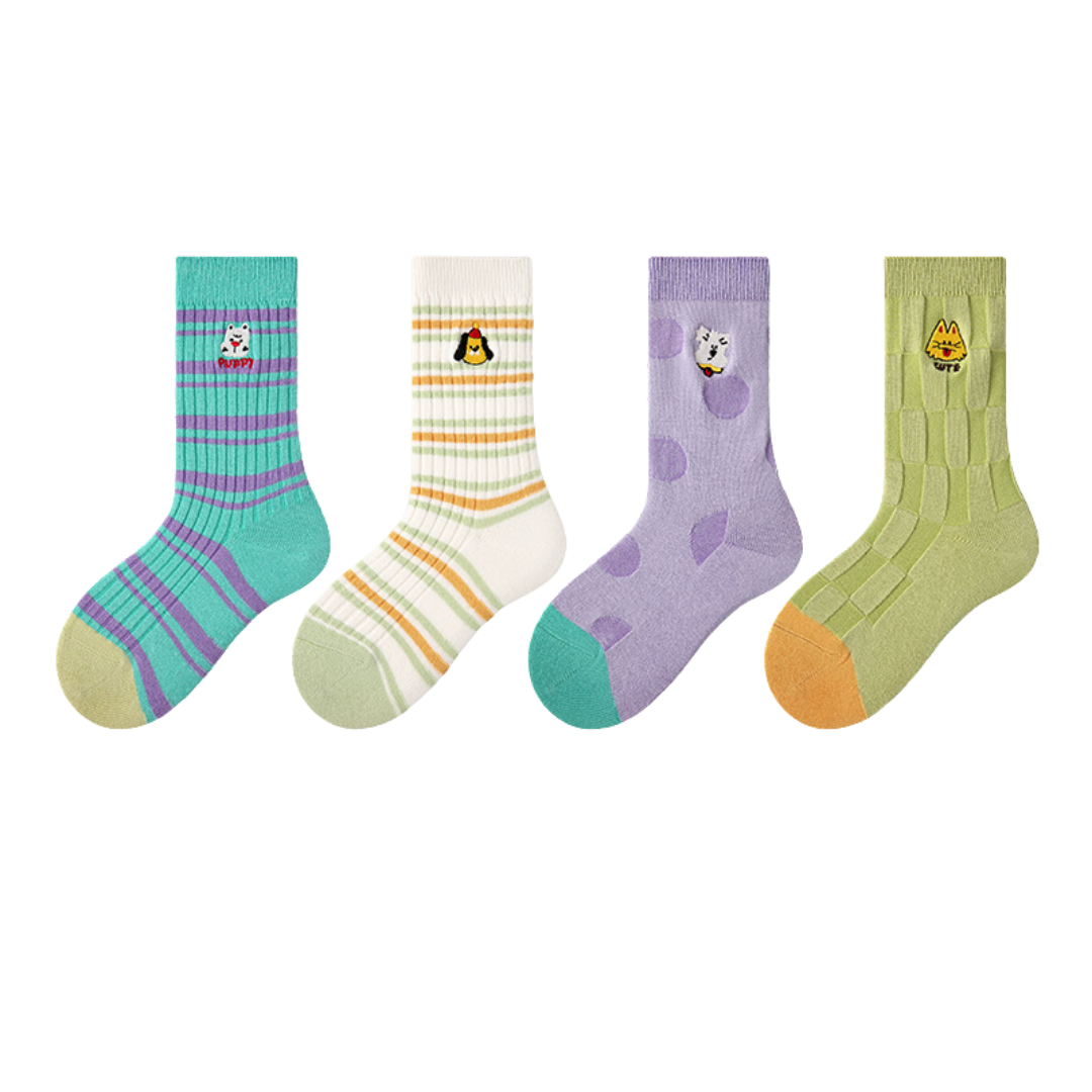 Children’s Puppy Planet Socks – Breathable Cotton Mid-Calf Socks for Boys & Girls