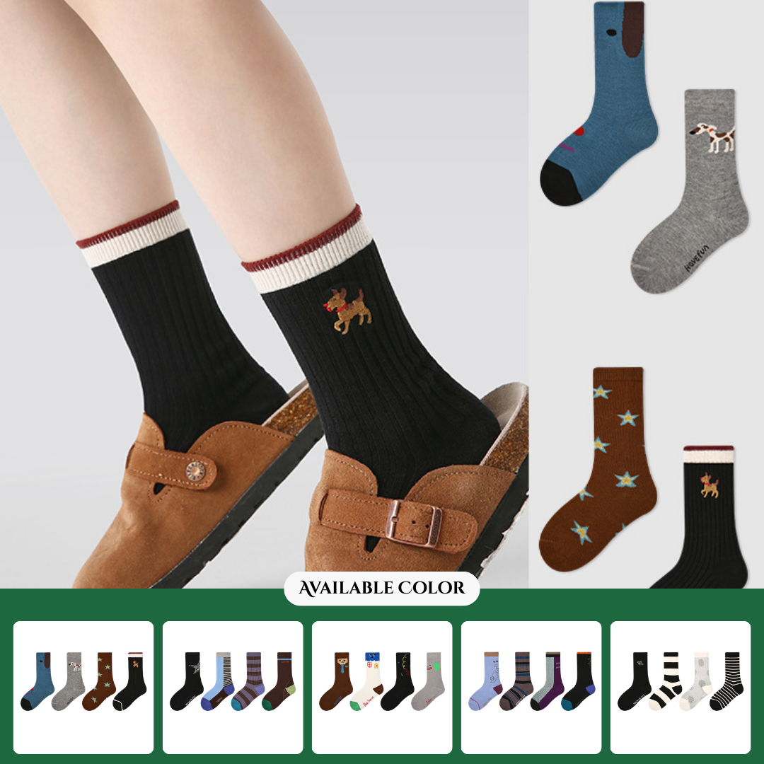 Children's Socks Wholesale Autumn New Cartoon Puppy Baby Mid-Calf Socks Star Seamless Boys' Socks Cotton