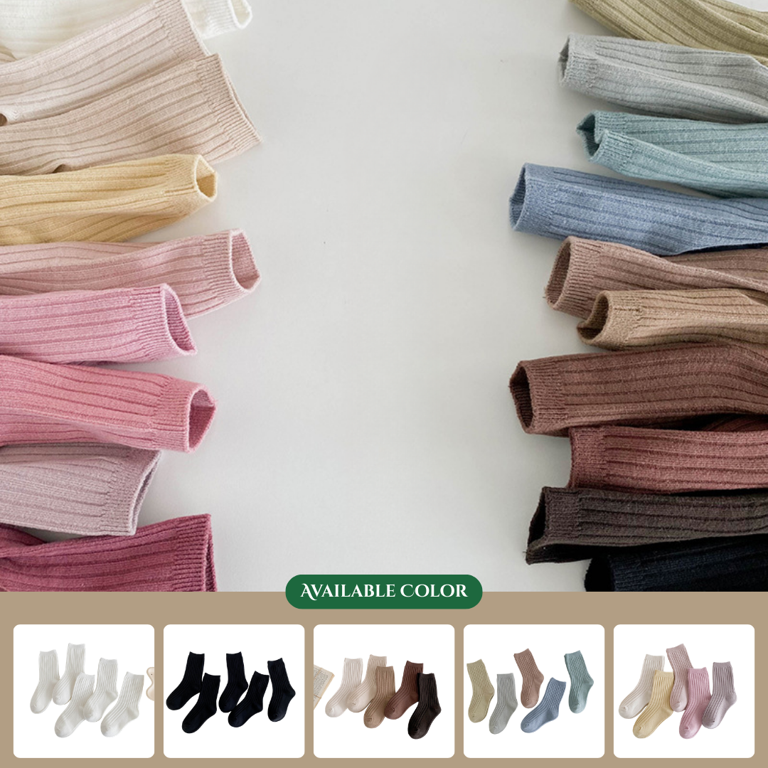 Children's Socks Wholesale Autumn New Style 20 Colors Double Needle Baby Short Socks Breathable Cotton Plain Color Boys and Girls Socks