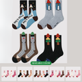 Children's Thick Socks Wholesale Autumn and Winter New Style Space Notes Half Fleece Socks Cotton Striped Children's Mid-Calf Socks