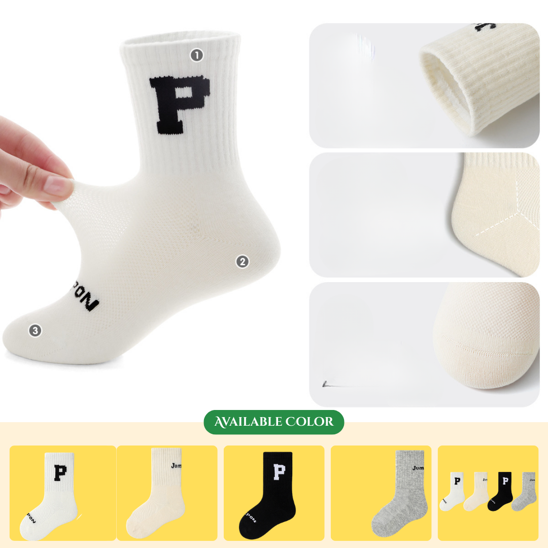 Children's socks, thin cotton, spring and autumn style, boys' and girls' socks, summer mesh breathable seamless socks, mid-calf socks