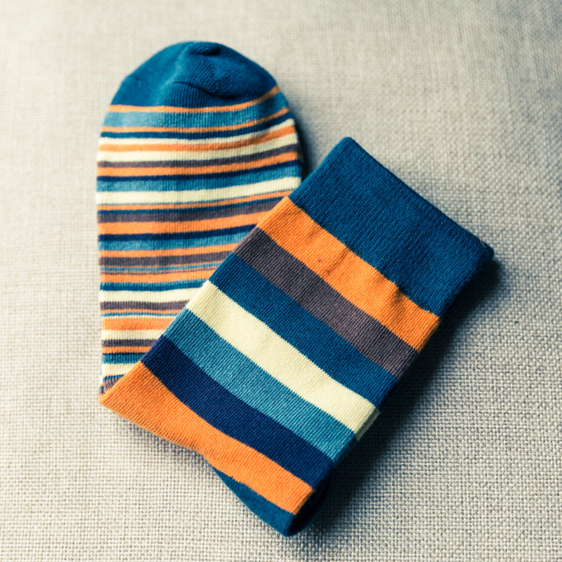 Colorful Striped Mid-Calf Cotton Socks | Casual Everyday Style