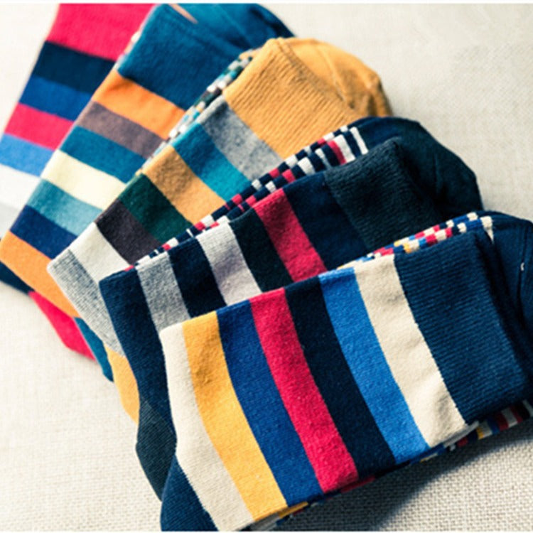 Colorful Striped Mid-Calf Cotton Socks | Casual Everyday Style