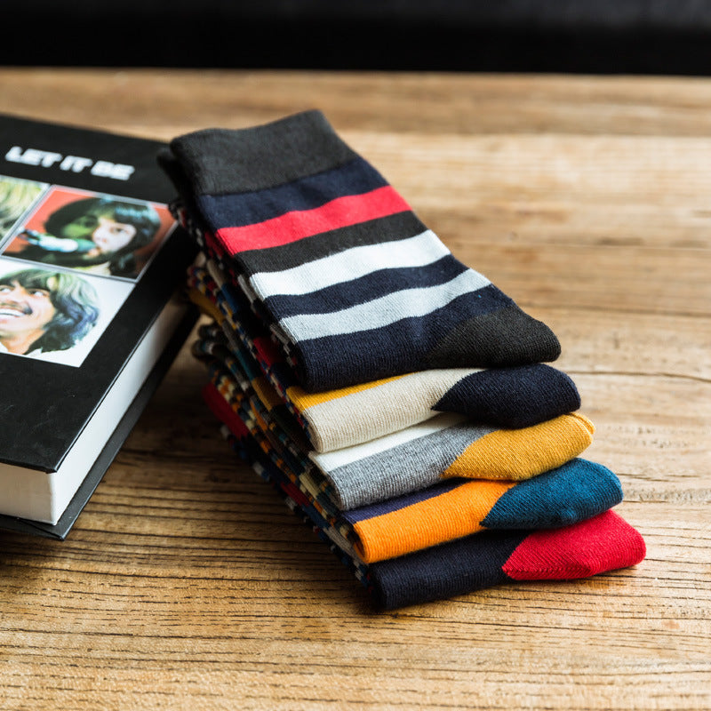Colorful Striped Mid-Calf Cotton Socks | Casual Everyday Style