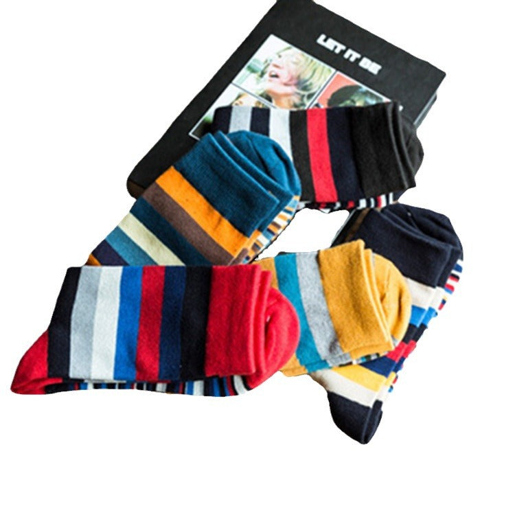 Colorful Striped Mid-Calf Cotton Socks | Casual Everyday Style