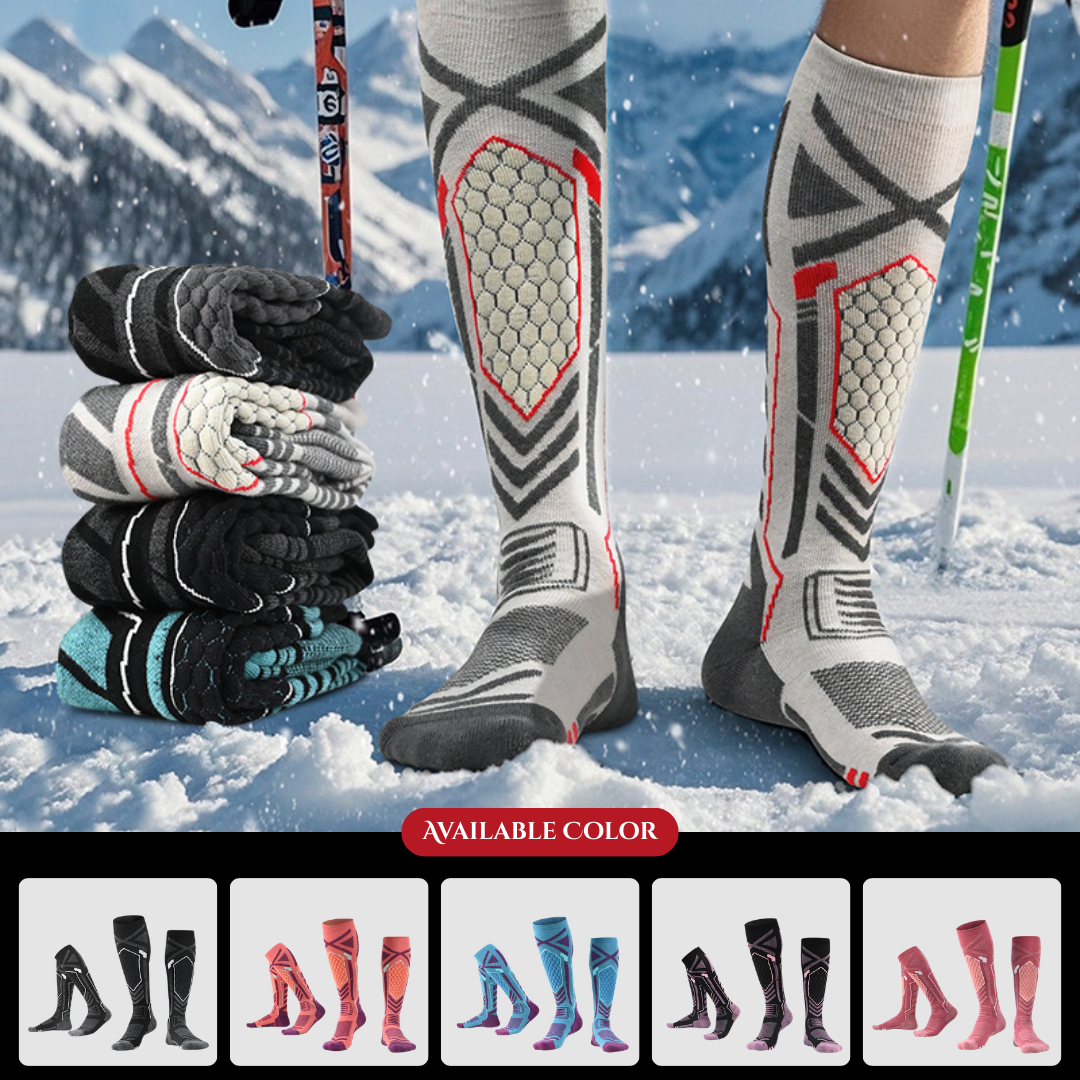 Cross-border men's long ski socks, winter high-top hiking socks, women's non-slip, warm outdoor merino wool socks