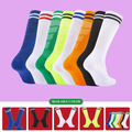Custom-made children's and adults' soccer socks, high-top over-the-knee socks, striped terry cloth socks, custom-made training socks.