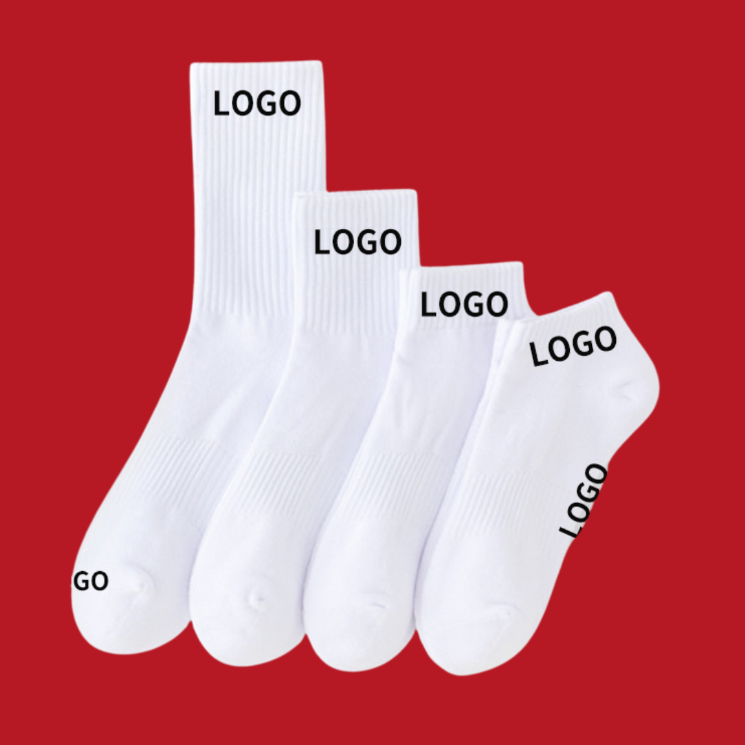 Custom Sports Socks for Men and Women Solid Color Black Socks with Logo and Length