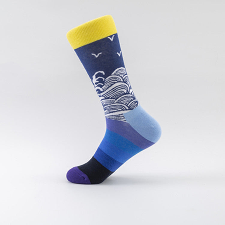 Ethnic Pattern Cotton Mid-Calf Socks – Trendy Casual Style