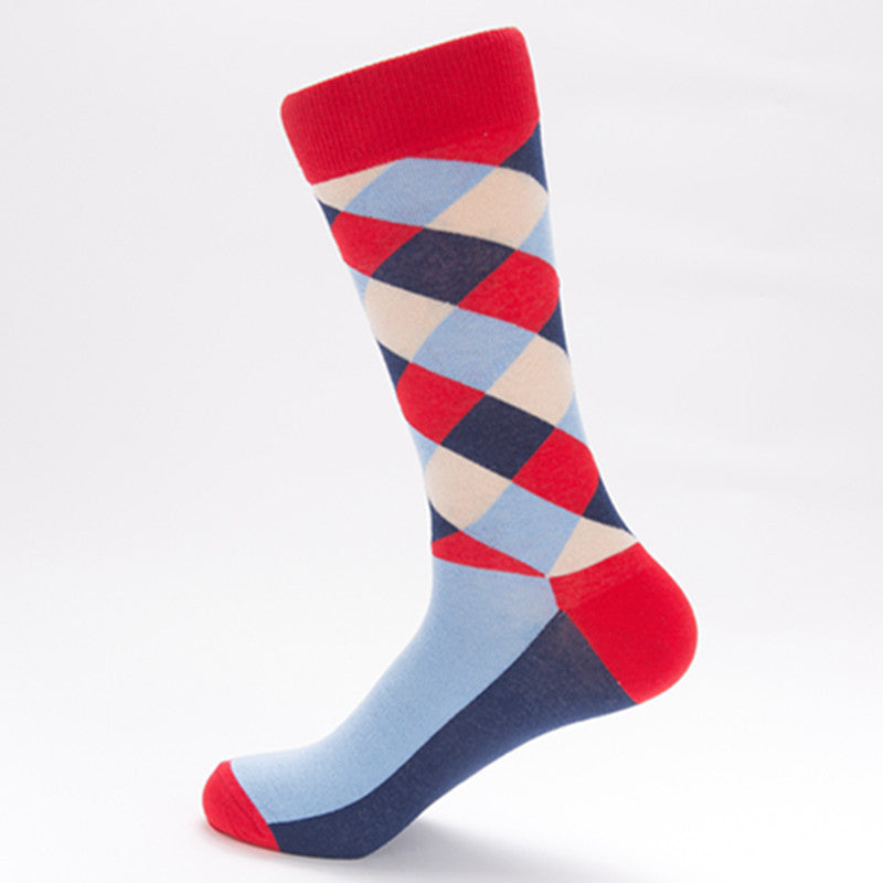 European & American Style Diamond Mid-Calf Socks for Casual & Sports Wear