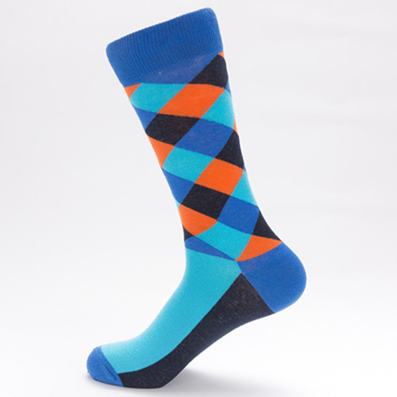 European & American Style Diamond Mid-Calf Socks for Casual & Sports Wear