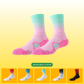 Gradient mesh high-top basketball socks for men, suitable for training and performance.