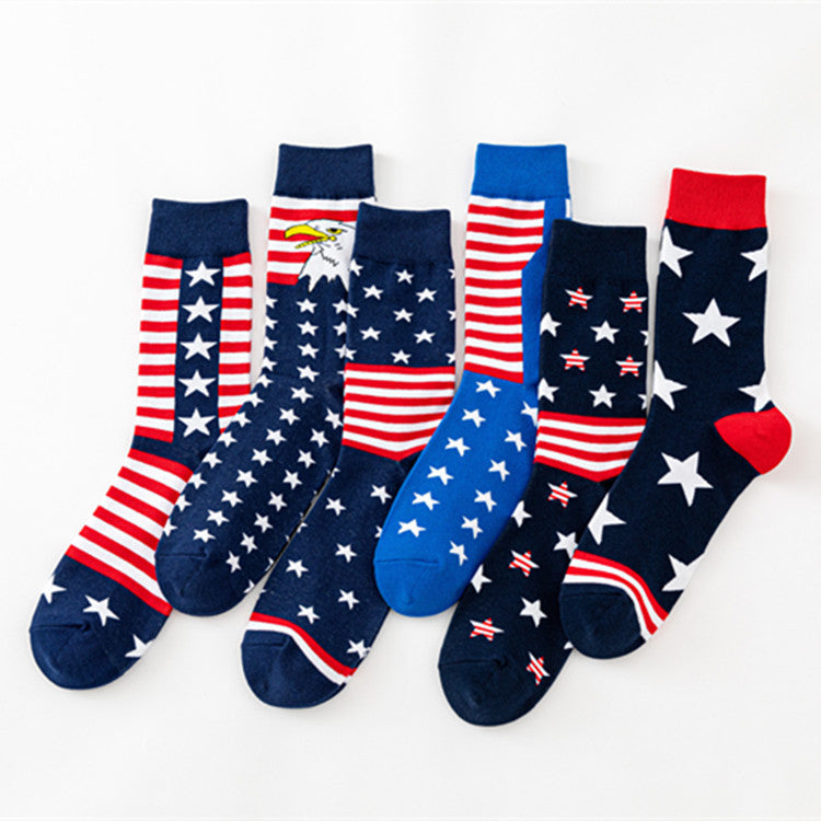 Men’s Cotton Long Socks – European & American Style National Flag Casual Socks