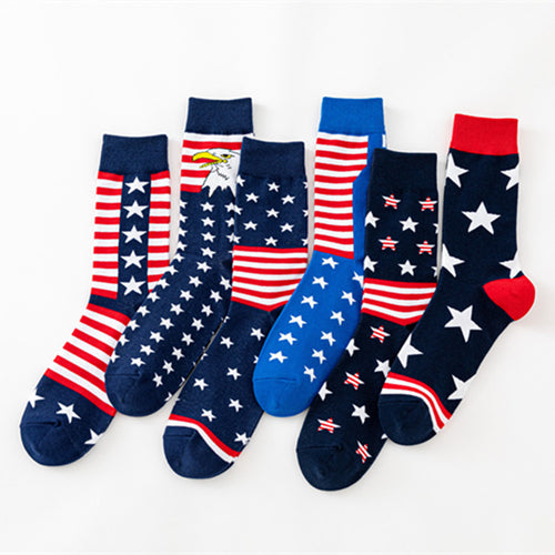 Men’s Cotton Long Socks – European & American Style National Flag Casual Socks