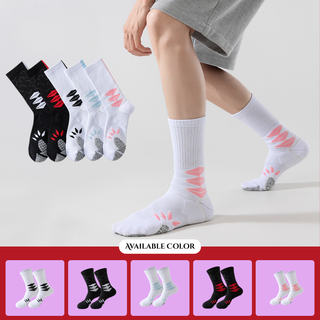 Men's professional sports socks, American style, non-slip yarn, all-around training high-top socks, non-slip, terry cloth sole, sweat-absorbing basketball socks