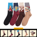Fashionable colorful trendy socks, casual couple socks, wholesale, famous painting series mid-calf men's socks, cross-border socks.