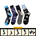 New colorful trendy socks, shark series casual cotton socks, European and American street style mid-calf socks wholesale.