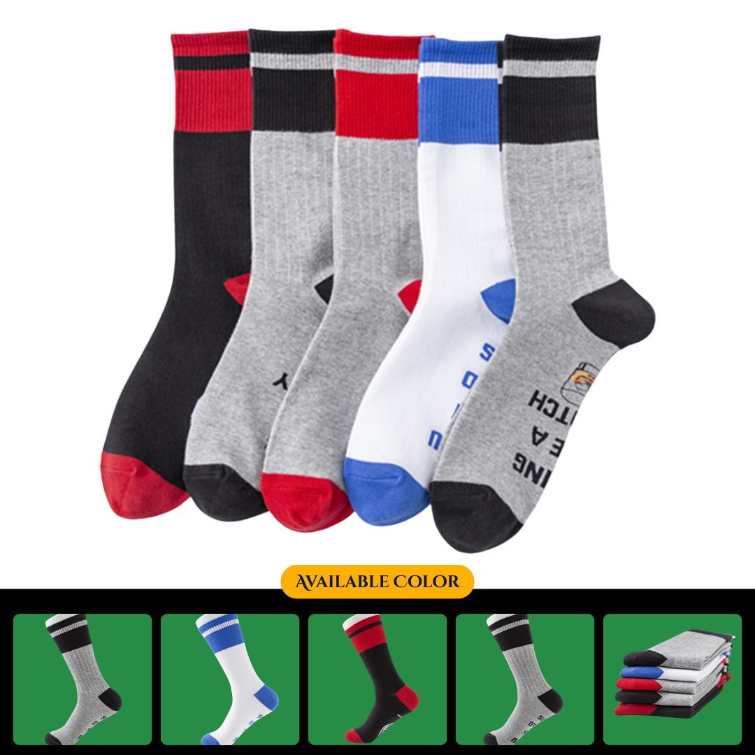 New colorful trendy mid-calf and high-calf cotton socks, sports series, refreshing and casual trendy men's socks wholesale