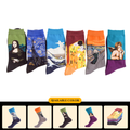 Cross-border trendy men's mid-calf socks, crazy oil painting series, men's cotton socks, long socks wholesale.