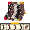 New arrivals in stock! Colorful trendy mid-calf and high-calf cotton socks, beverage series, patterned casual trendy men's socks wholesale.