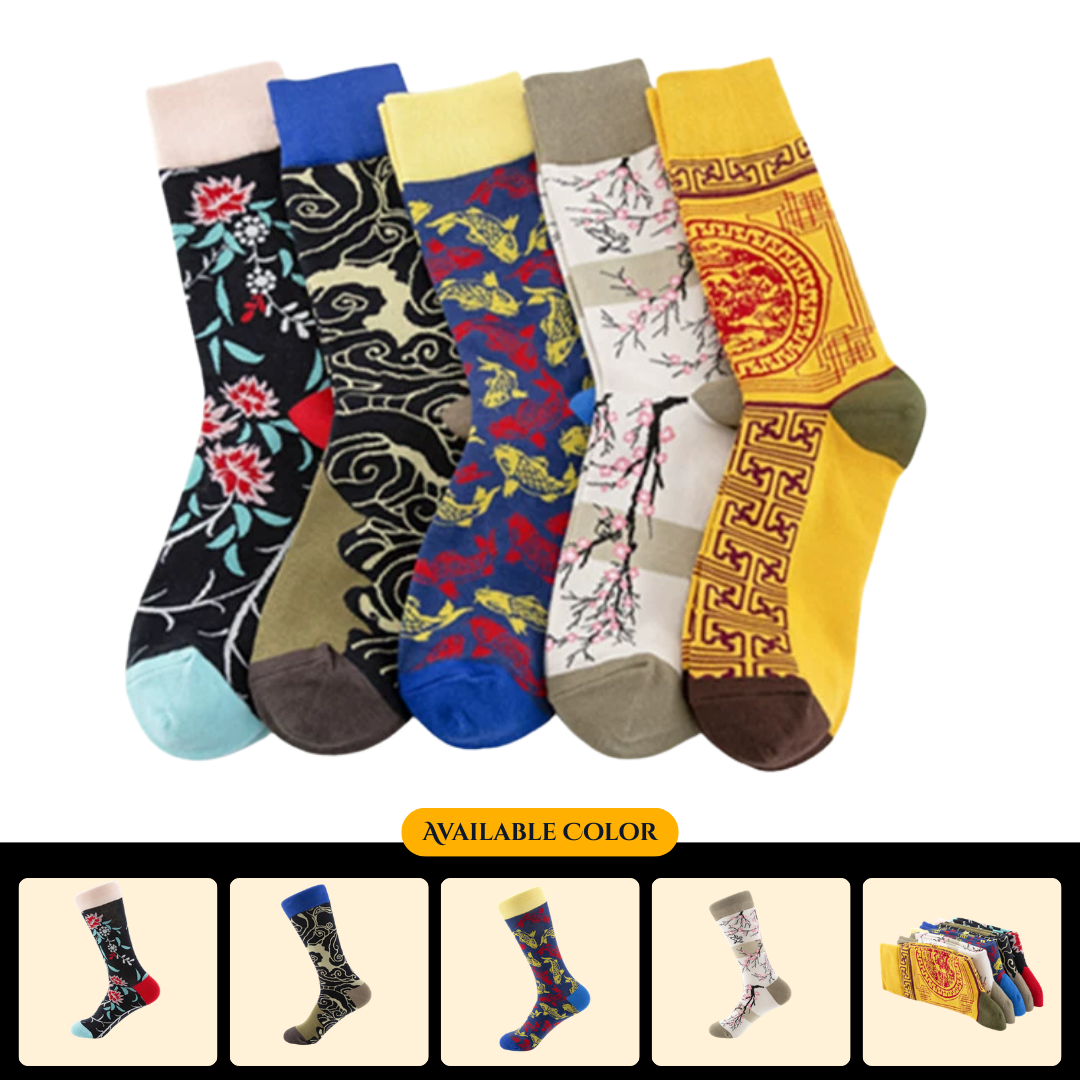 New autumn/winter men's and women's trendy couple socks, men's long cotton socks, Chinese style series casual jacquard socks wholesale.