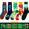 In-stock cross-border autumn and winter new style long socks, happy couple socks, colorful casual abstract European and American style socks wholesale