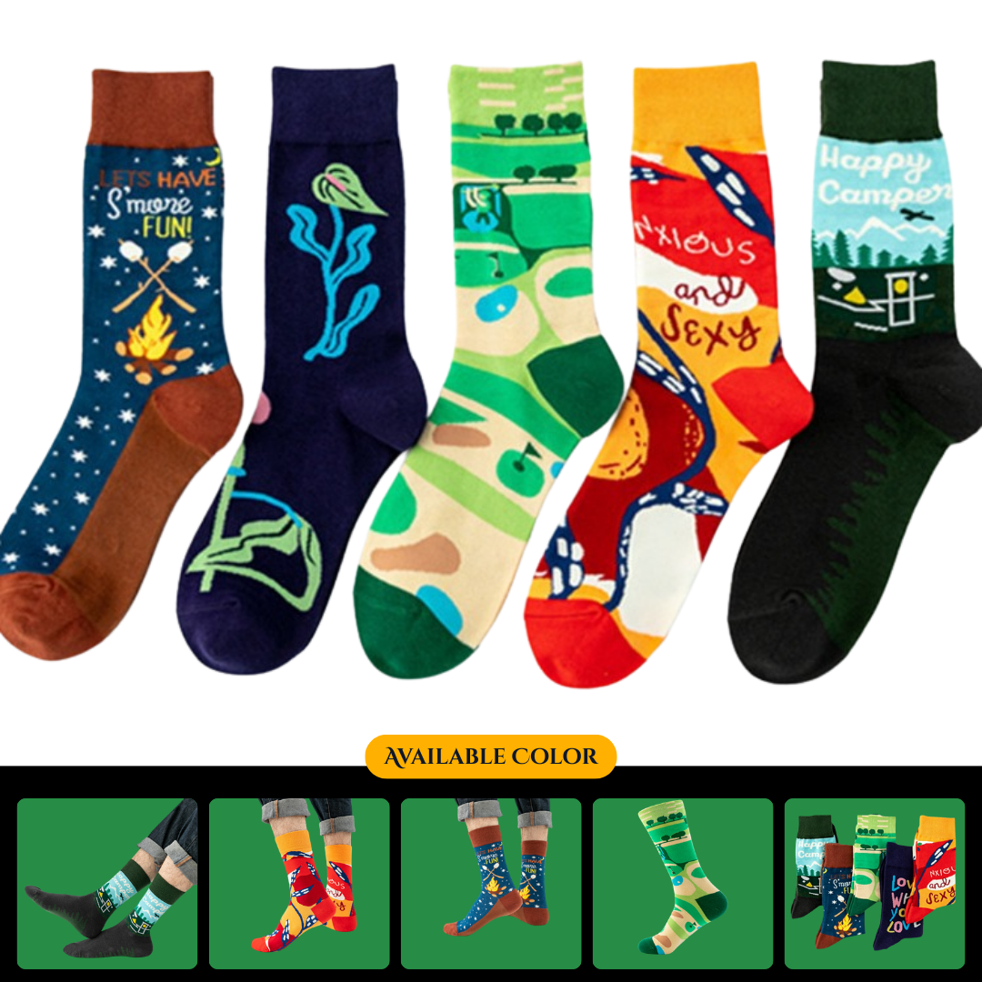 In-stock cross-border autumn and winter new style long socks, happy couple socks, colorful casual abstract European and American style socks wholesale