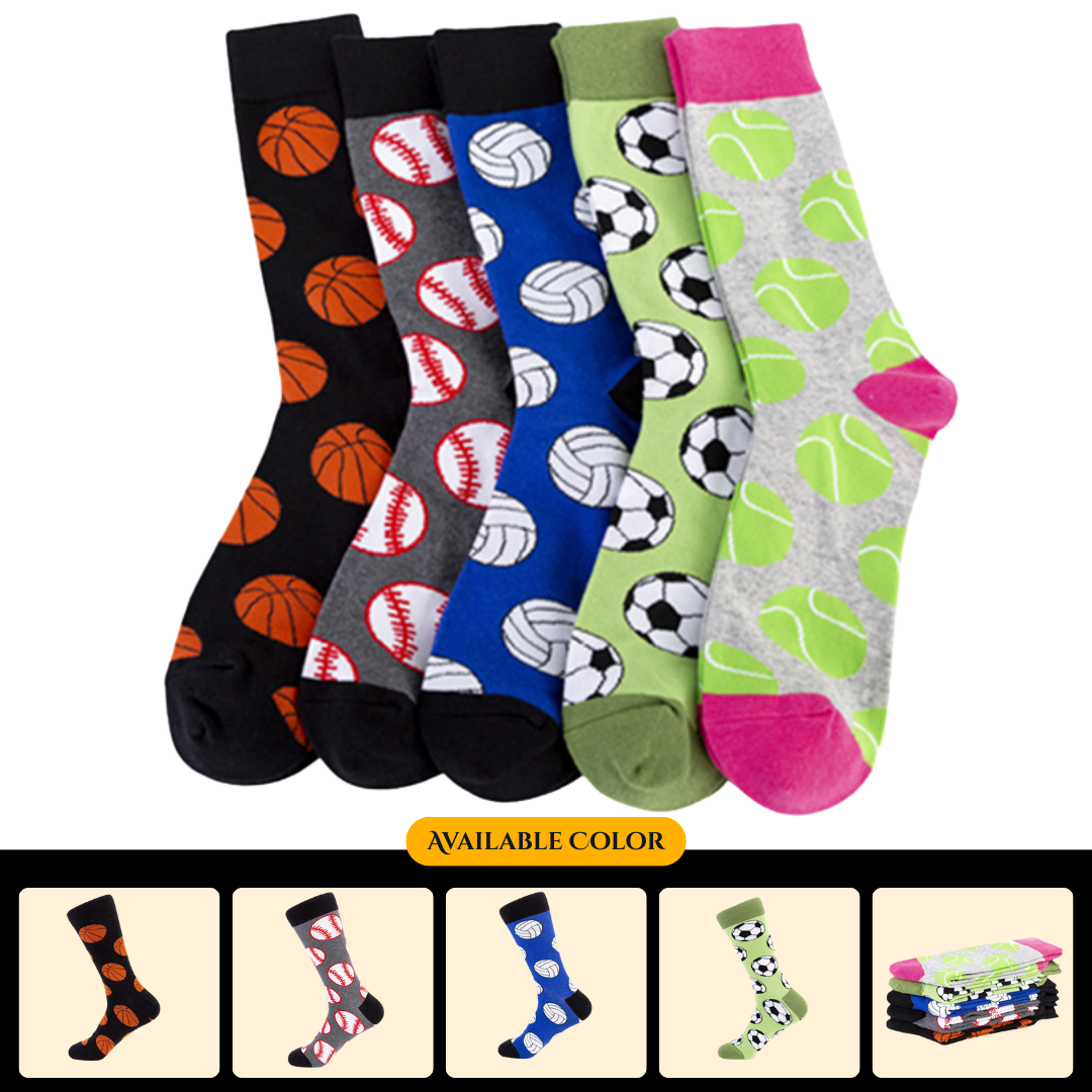 New Autumn/Winter Men's Socks, Trendy Socks, Men's Long Cotton Socks, Ball Series, Casual Jacquard Socks Wholesale