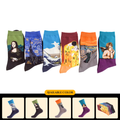 Cross-border trendy men's mid-calf socks, crazy oil painting series, men's cotton socks, long socks wholesale.