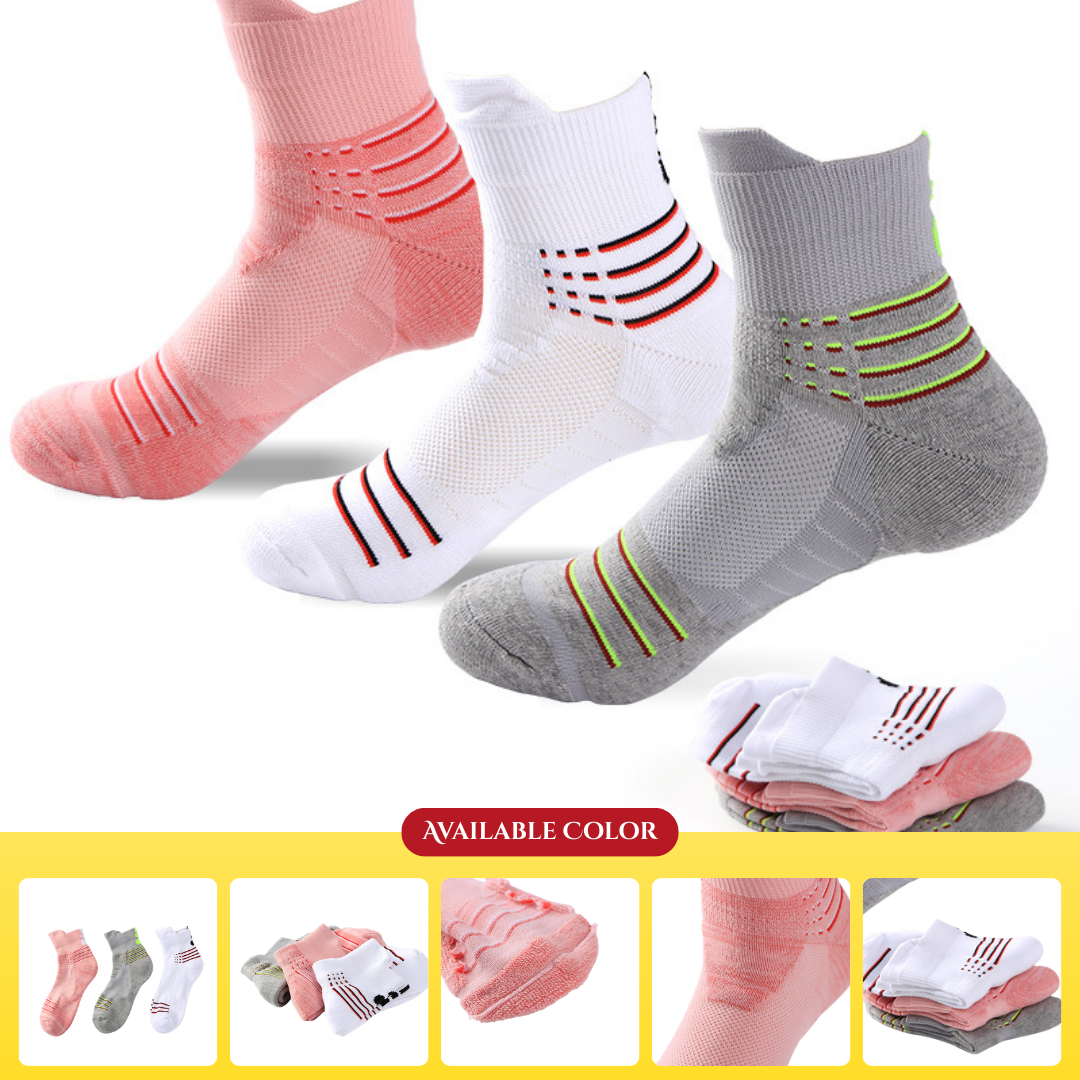 New Spring/Summer Women's Sports Socks, Knitted with a Tapered Knit, Breathable, Non-Slip, Shock-Absorbing, Terry Cloth Sports Socks, Custom Made to Order.