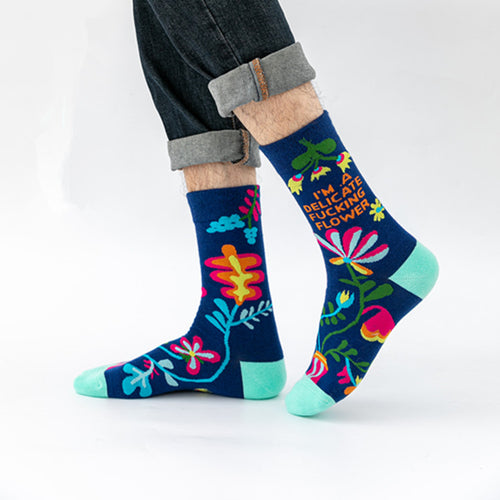 Unisex Long Floral Socks for Couples – Casual European & American Style