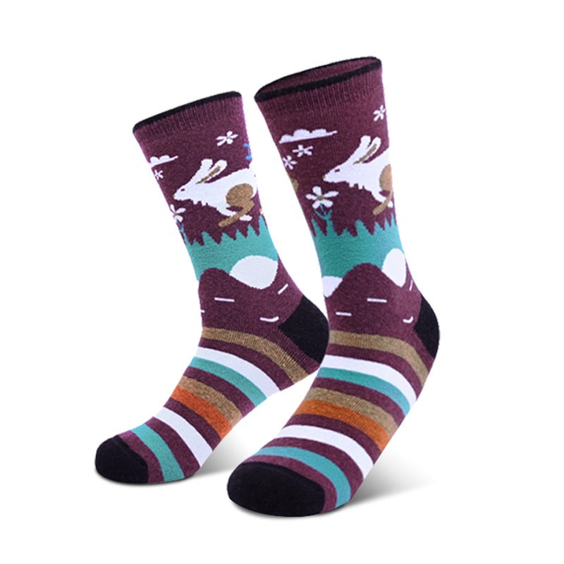 Outdoor Ski & Hiking Wool Socks – Thick Wool Terry, Mid-Calf Sports Socks for Men & Women