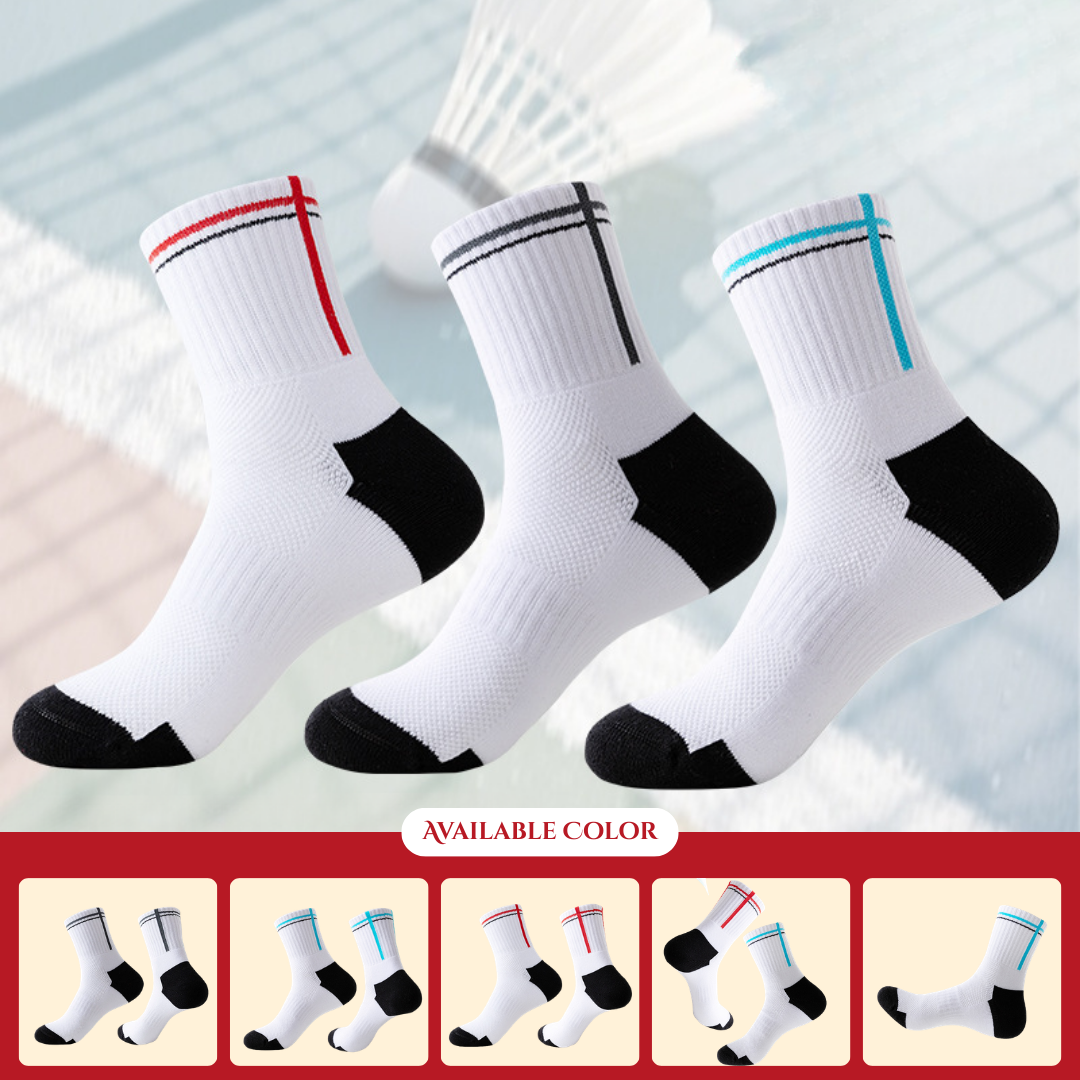 Professional badminton socks, sports socks, combed cotton terry cloth sole, thickened, sweat-absorbent, seamless, men's and women's mid-top training tennis socks