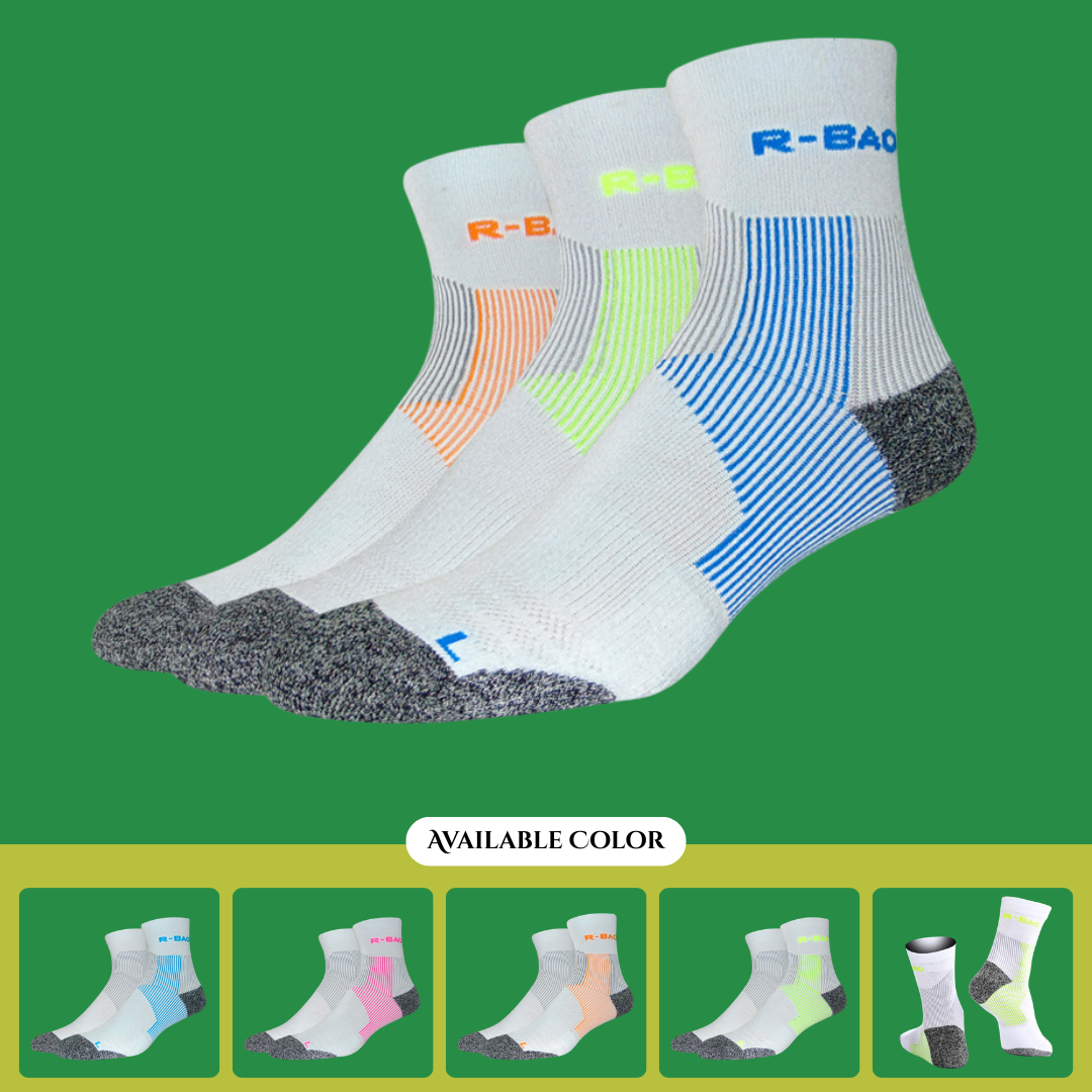 R-BAO Mid-Calf Running Socks, Coolmax Moisture-Wicking Men's and Women's Sports Socks, Ankle Support, Marathon Compression Socks