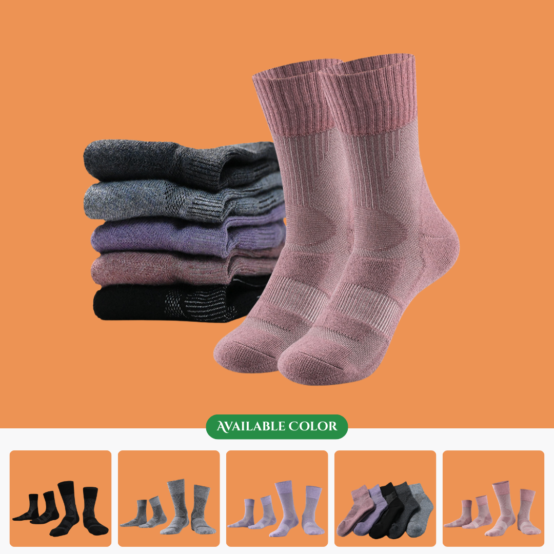 R-BAO Outdoor Merino Wool Socks, Terry Cloth, Spring/Summer Thin Breathable Mid-Calf Hiking/Mountain Climbing Socks, Sports Socks