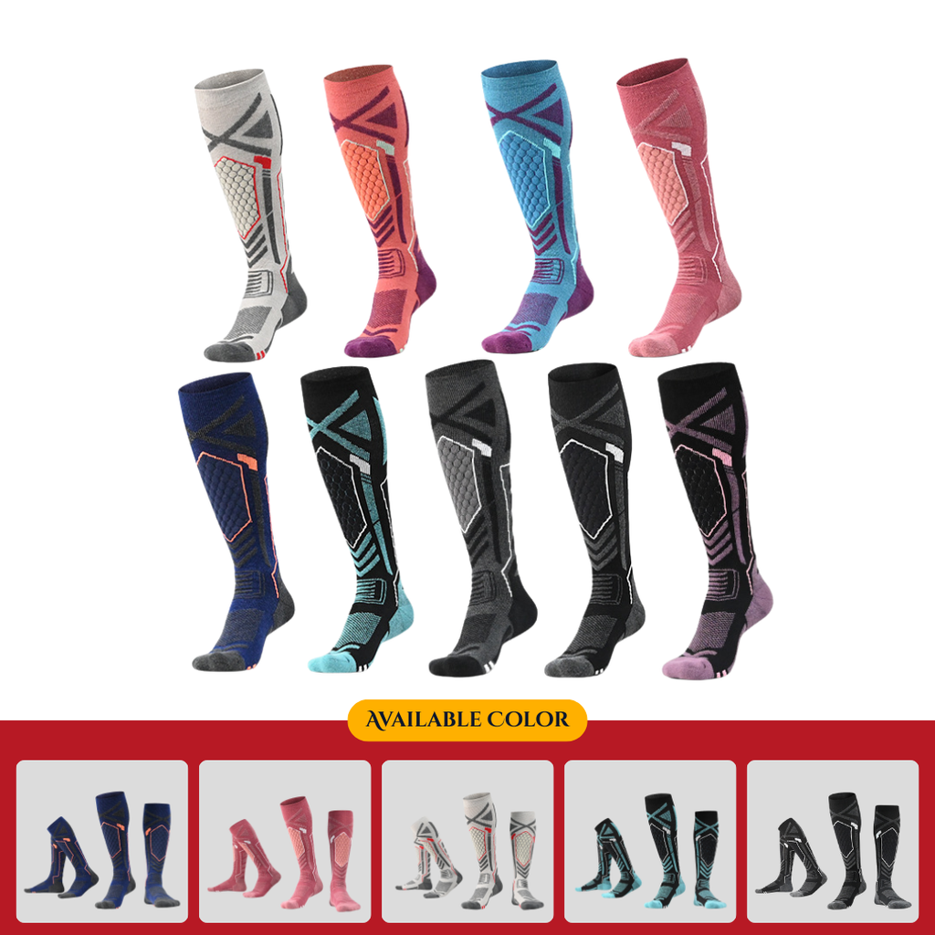 Women’s Merino Wool Winter Ski Socks – Thick Terry High-Top Mountaineering Snow Socks