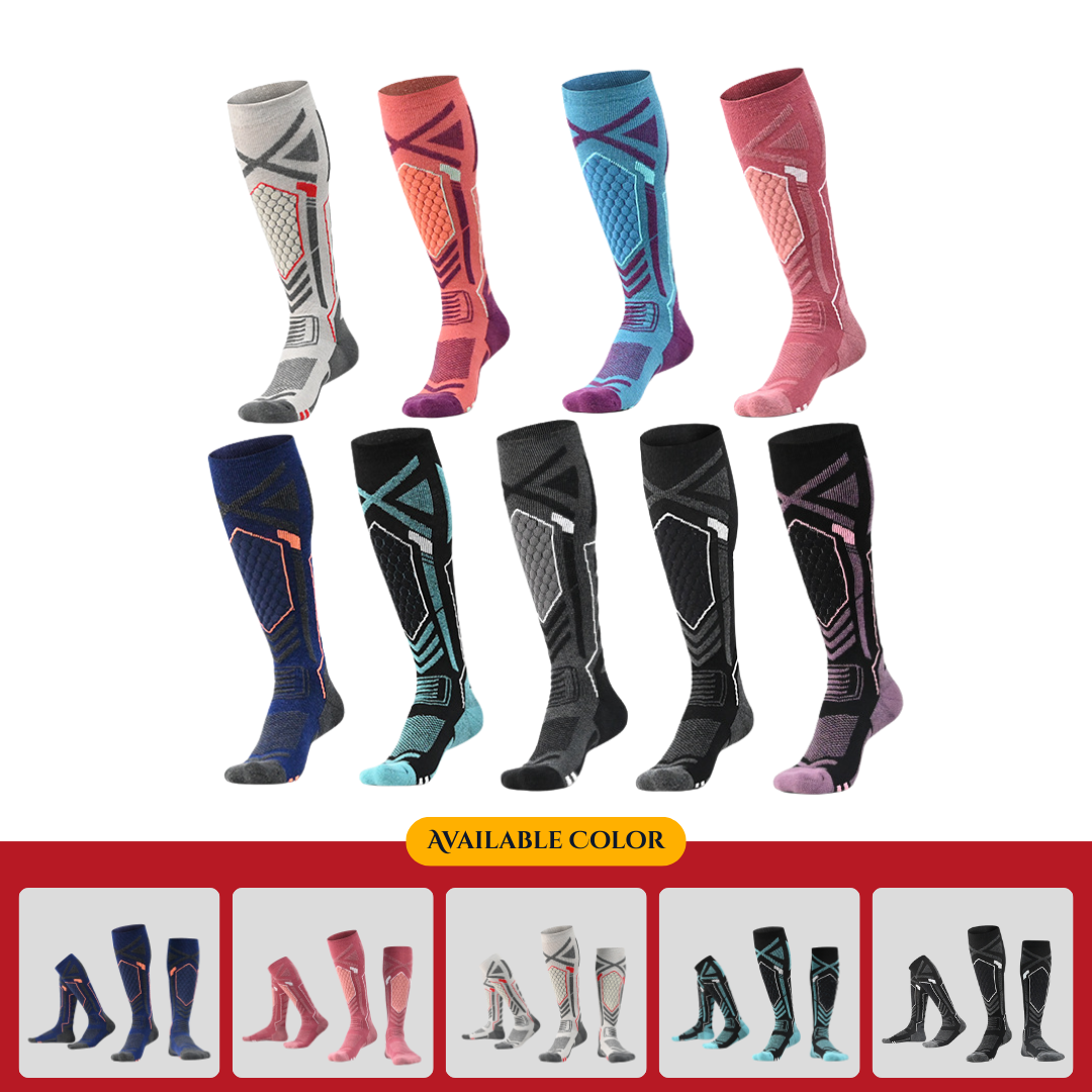 Women’s Merino Wool Winter Ski Socks – Thick Terry High-Top Mountaineering Snow Socks