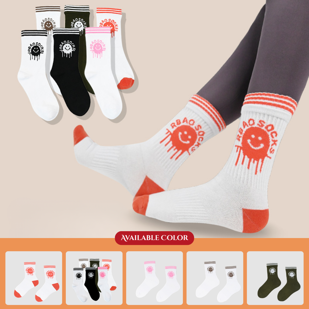 Women's bamboo fiber long socks for spring and summer, casual, versatile, sweet style, double ribbed mid-calf socks, women's shark socks
